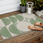 Mid Century Modern Green Geometric Outdoor Rug Gallery Image 2