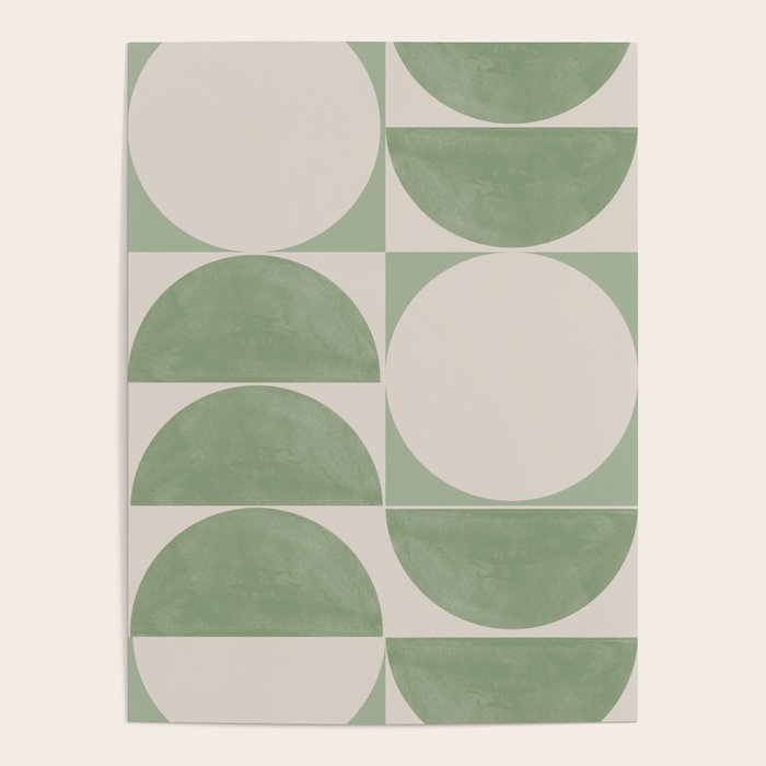 Mid Century Modern Green Geometric Poster Gallery Image 4