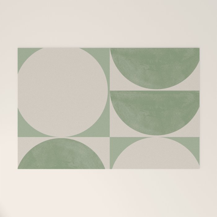 Mid Century Modern Green Geometric Welcome Mat Gallery Image 1