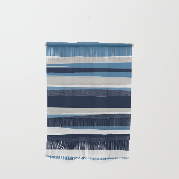 Ocean Beach Striped Landscape, Navy, Blue, Gray Wall Hanging Gallery Image 1