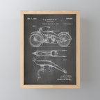 Harley Motorcycle Patent - Harley Bike Art - Black Chalkboard Mini Art Print Gallery Image 1