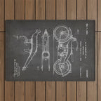 Harley Motorcycle Patent - Harley Bike Art - Black Chalkboard Outdoor Rug Gallery Image 1