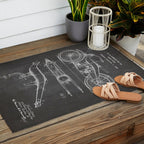 Harley Motorcycle Patent - Harley Bike Art - Black Chalkboard Outdoor Rug Gallery Image 2