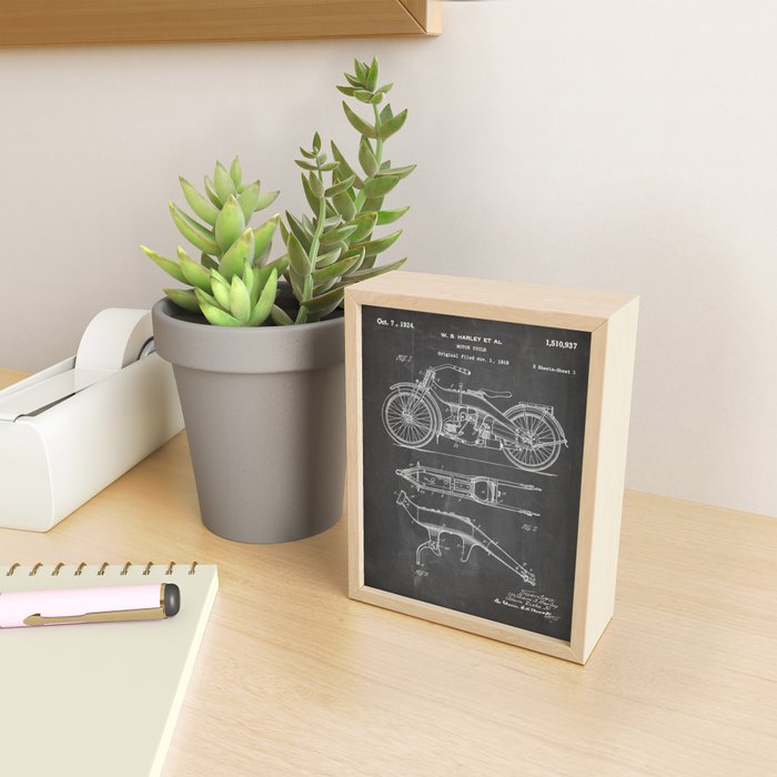 Harley Motorcycle Patent - Harley Bike Art - Black Chalkboard Mini Art Print Gallery Image 2