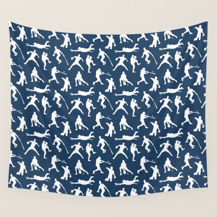 Baseball Players // Navy Wall Tapestry Gallery Image 4