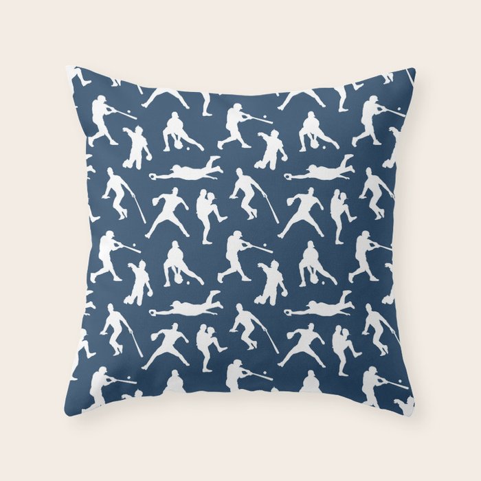 Baseball Players // Navy Throw Pillow Gallery Image 1