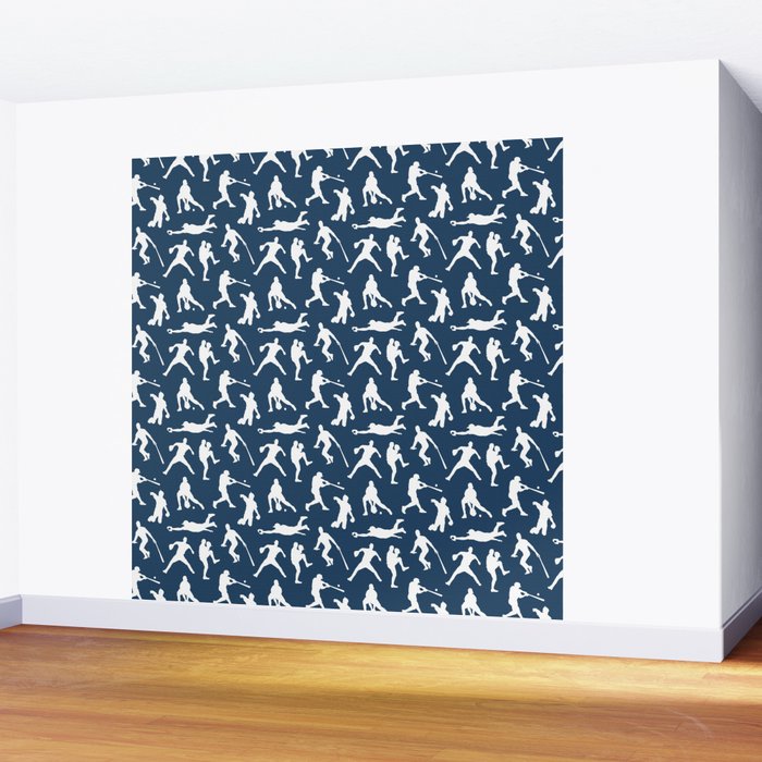 Baseball Players // Navy Wall Mural Gallery Image 2