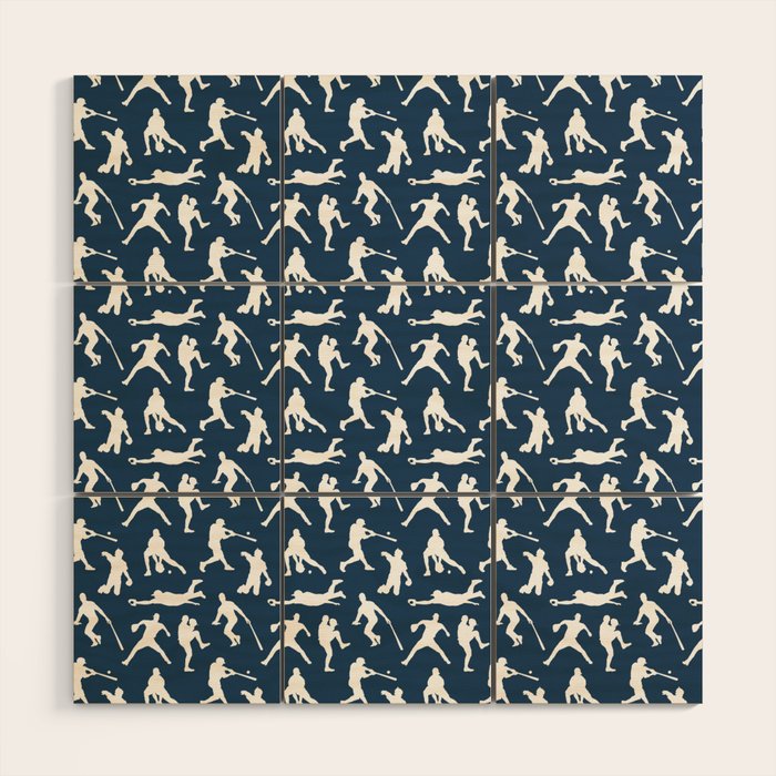 Baseball Players // Navy Wood Wall Art Gallery Image 1