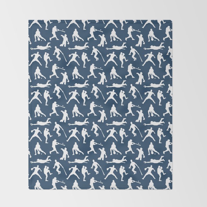 Baseball Players // Navy Throw Blanket Gallery Image 2