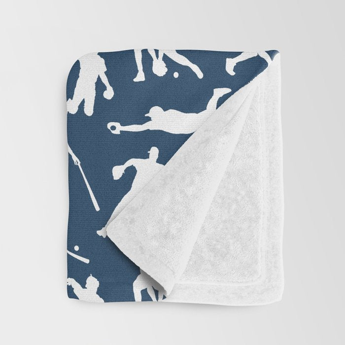 Baseball Players // Navy Throw Blanket Gallery Image 3