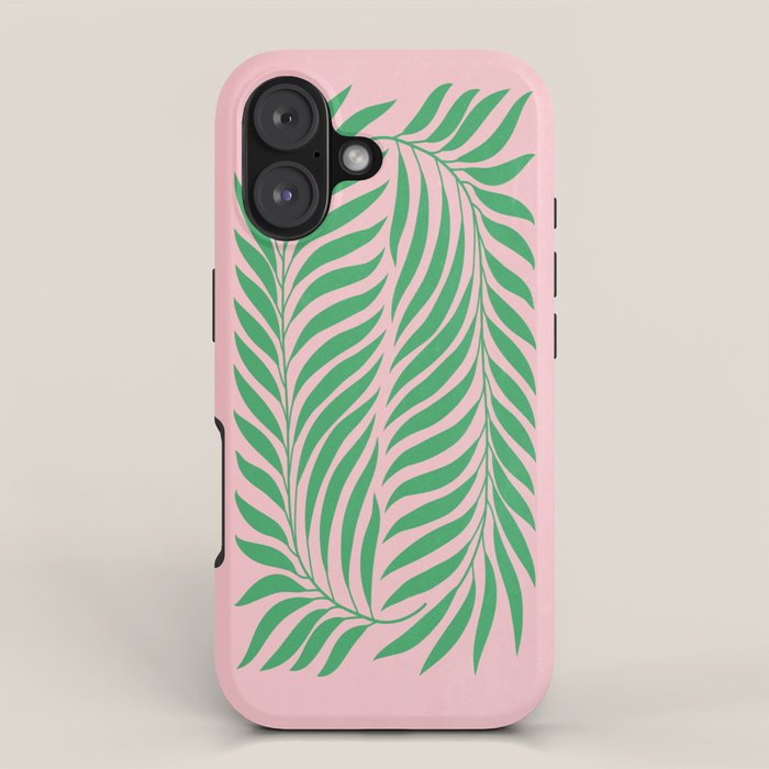 Two Ferns: Azalea & Ocean Green iPhone Case Gallery Image 1