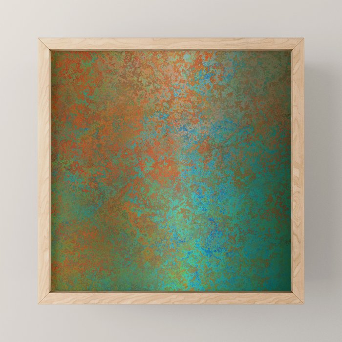 Vintage Teal and Copper Rust Mini Art Print Gallery Image 1