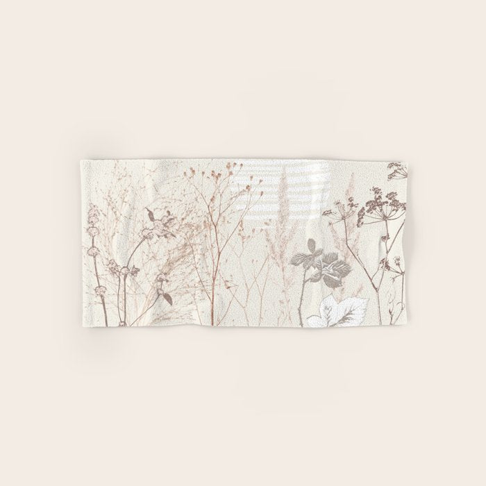 Plant based calming atmosphere earthy tones Bath Towel Gallery Image 1