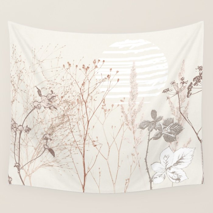 Plant based calming atmosphere earthy tones Wall Tapestry Gallery Image 4