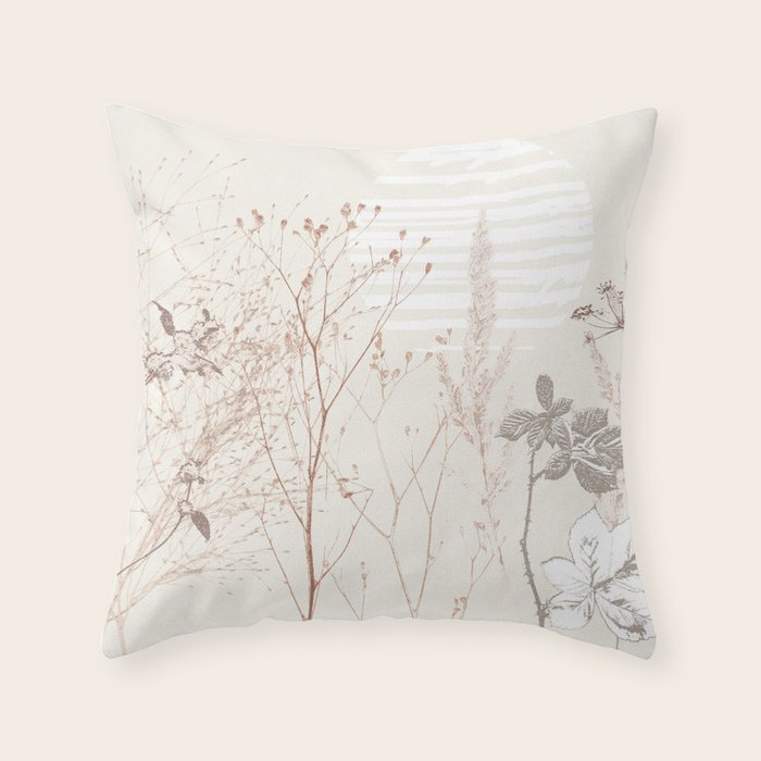 Plant based calming atmosphere earthy tones Throw Pillow Gallery Image 6