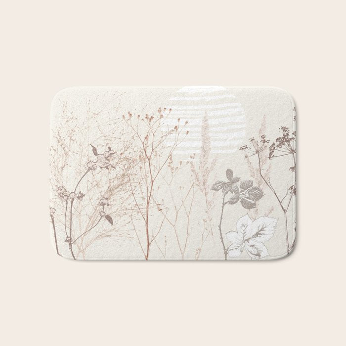 Plant based calming atmosphere earthy tones Bath Mat Gallery Image 1