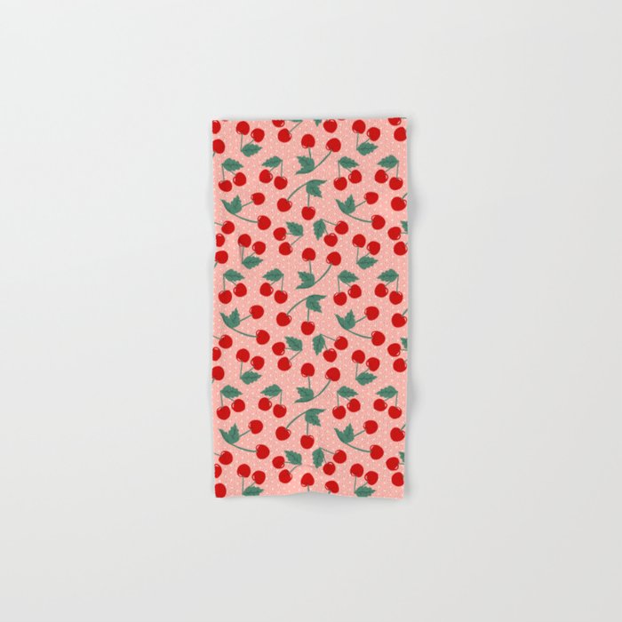 Cherry Kitsch on Pink Bath Towel Gallery Image 1