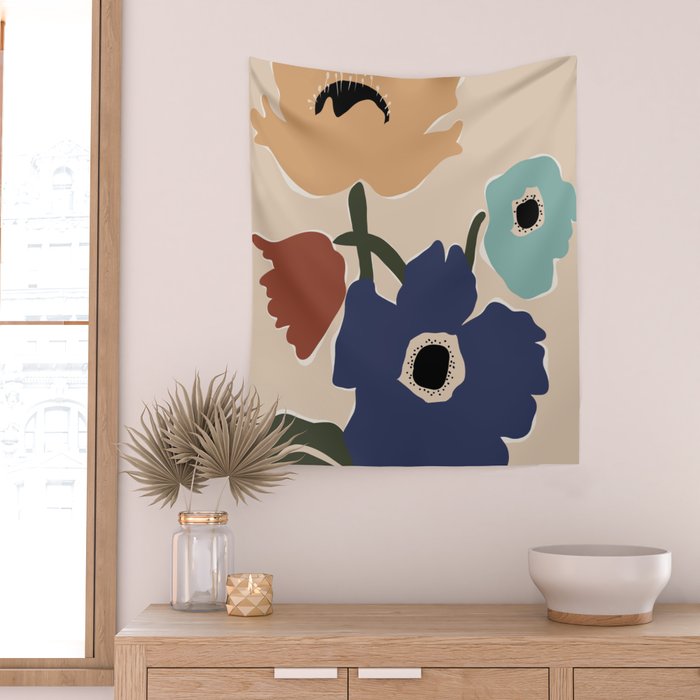 poppy flower market  Wall Tapestry Gallery Image 2
