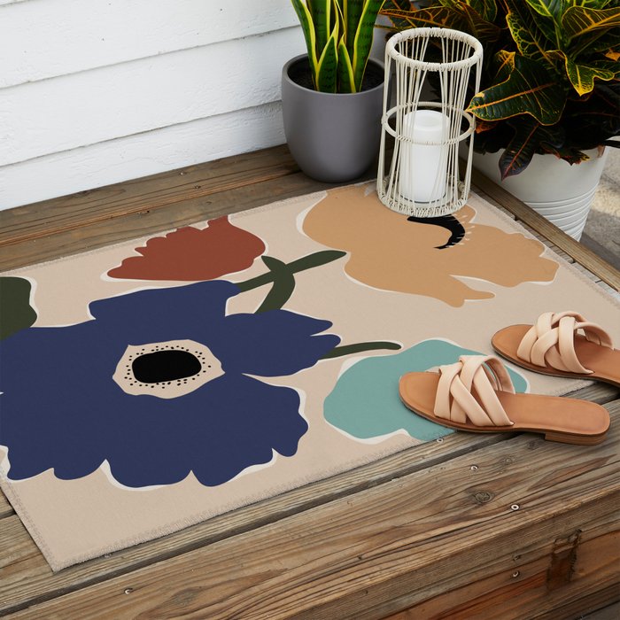 poppy flower market  Outdoor Rug Gallery Image 2