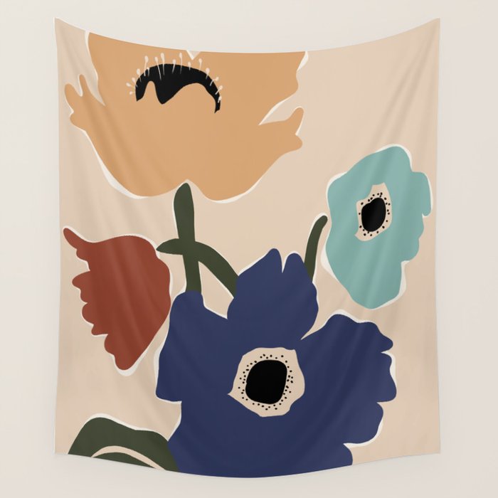 poppy flower market  Wall Tapestry Gallery Image 1