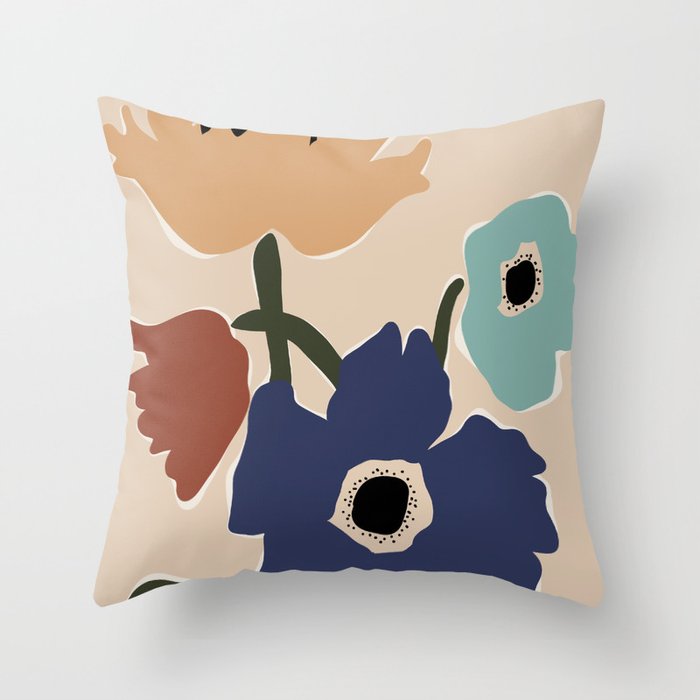 poppy flower market  Throw Pillow Gallery Image 1