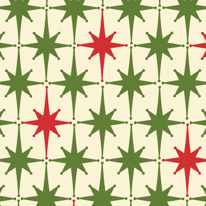 Christmas Starbursts - Atomic Age Xmas Holiday Pattern in Red and Retro Green on Cream Coffee Mug Gallery Image 2