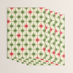 Christmas Starbursts - Atomic Age Xmas Holiday Pattern in Red and Retro Green on Cream Wrapping Paper Gallery Image 3