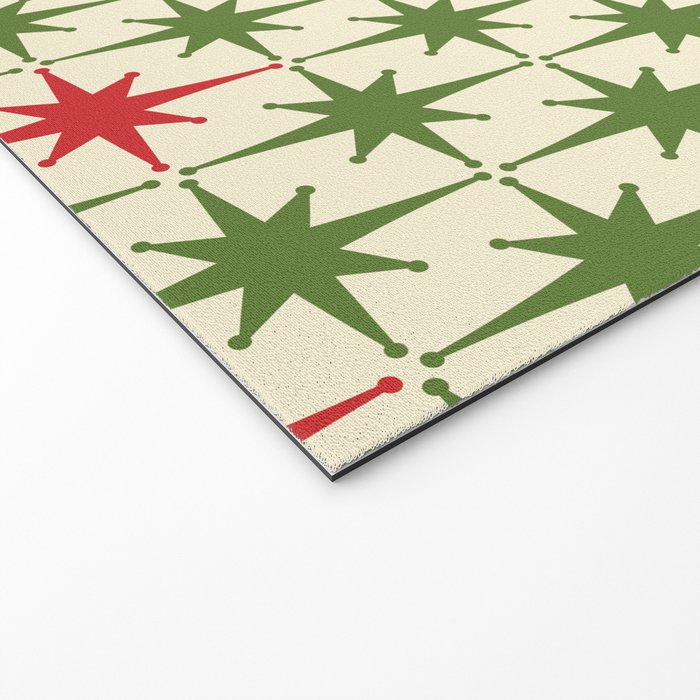 Christmas Starbursts - Atomic Age Xmas Holiday Pattern in Red and Retro Green on Cream Welcome Mat Gallery Image 2