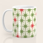 Christmas Starbursts - Atomic Age Xmas Holiday Pattern in Red and Retro Green on Cream Coffee Mug Gallery Image 3