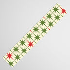 Christmas Starbursts - Atomic Age Xmas Holiday Pattern in Red and Retro Green on Cream Table Runner Gallery Image 3