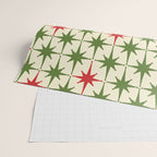 Christmas Starbursts - Atomic Age Xmas Holiday Pattern in Red and Retro Green on Cream Wrapping Paper Gallery Image 2