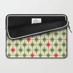Christmas Starbursts - Atomic Age Xmas Holiday Pattern in Red and Retro Green on Cream Laptop Sleeve Gallery Image 2