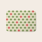 Christmas Starbursts - Atomic Age Xmas Holiday Pattern in Red and Retro Green on Cream Bath Mat Gallery Image 1