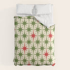 Christmas Starbursts - Atomic Age Xmas Holiday Pattern in Red and Retro Green on Cream Comforter Gallery Image 6
