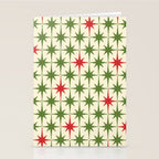 Christmas Starbursts - Atomic Age Xmas Holiday Pattern in Red and Retro Green on Cream Stationery Card Gallery Image 2