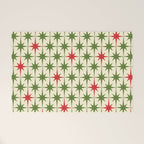 Christmas Starbursts - Atomic Age Xmas Holiday Pattern in Red and Retro Green on Cream Welcome Mat Gallery Image 1