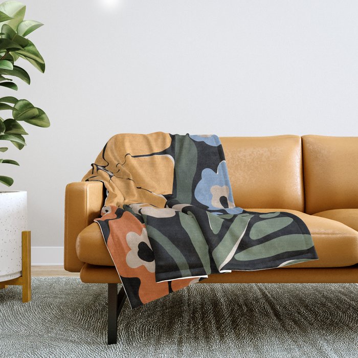 blooming big floral night  Throw Blanket Gallery Image 1