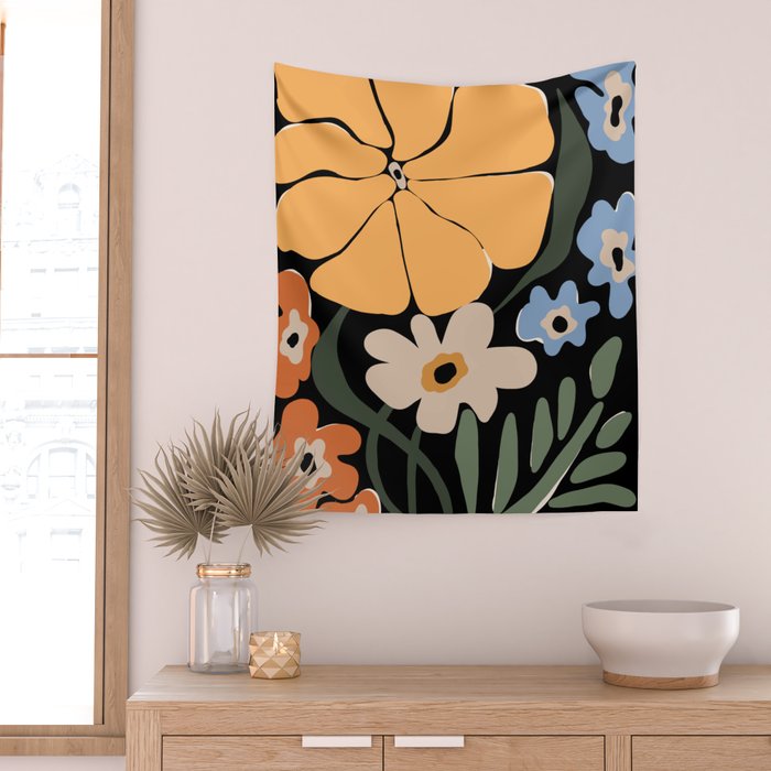 blooming big floral night  Wall Tapestry Gallery Image 2