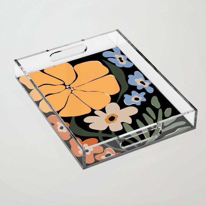blooming big floral night  Acrylic Tray Gallery Image 1