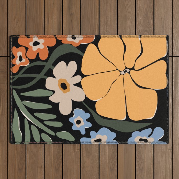 blooming big floral night  Outdoor Rug Gallery Image 1