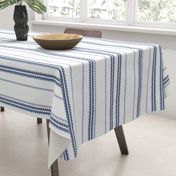 Simple blue and white stripes pattern  Tablecloth Gallery Image 3