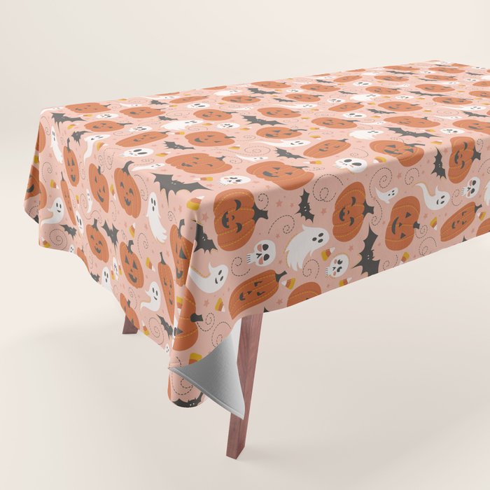 Pumpkin Party on Blush Pink Tablecloth Gallery Image 1