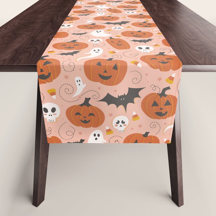 Pumpkin Party on Blush Pink Table Runner Gallery Image 1