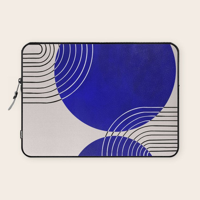 Indigo Blue Abstract Geometrical Composition Laptop Sleeve Gallery Image 1
