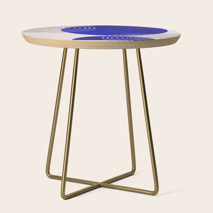 Indigo Blue Abstract Geometrical Composition Side Table Gallery Image 1