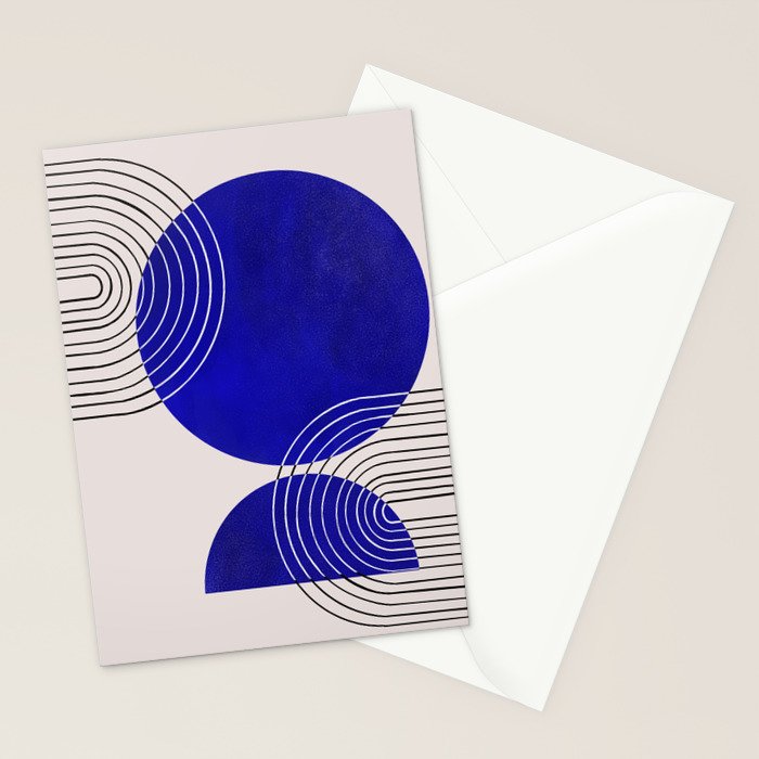 Indigo Blue Abstract Geometrical Composition Stationery Card Gallery Image 2