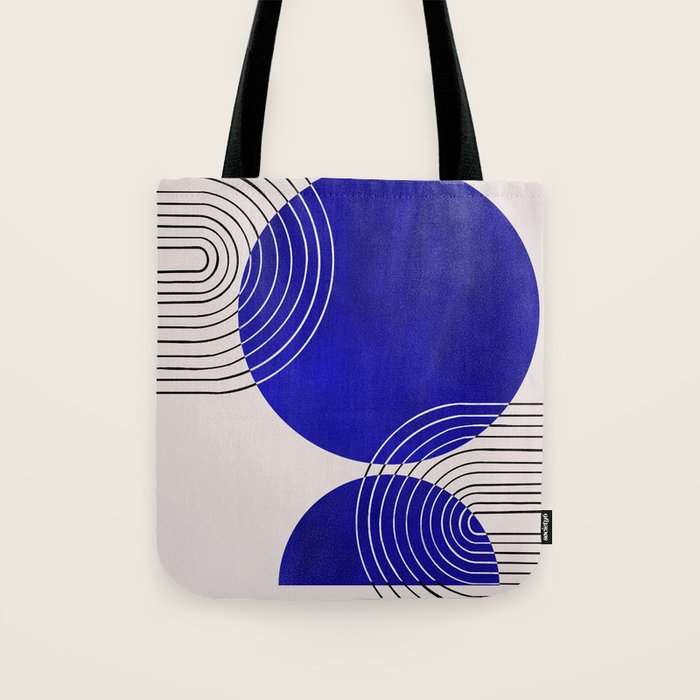 Indigo Blue Abstract Geometrical Composition Tote Bag Gallery Image 1