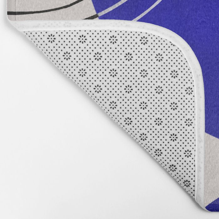 Indigo Blue Abstract Geometrical Composition Bath Mat Gallery Image 2