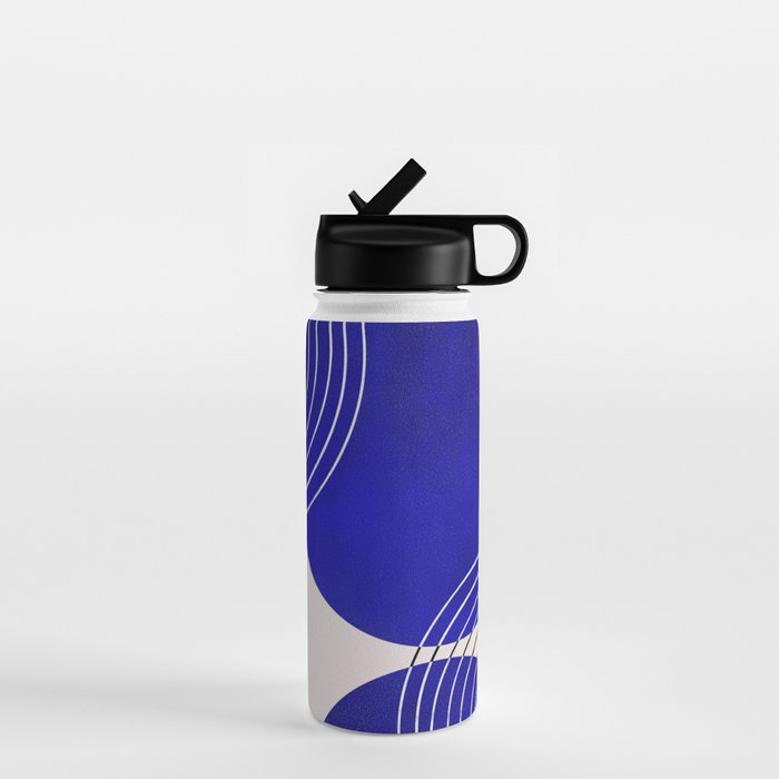 Indigo Blue Abstract Geometrical Composition Water Bottle Gallery Image 1