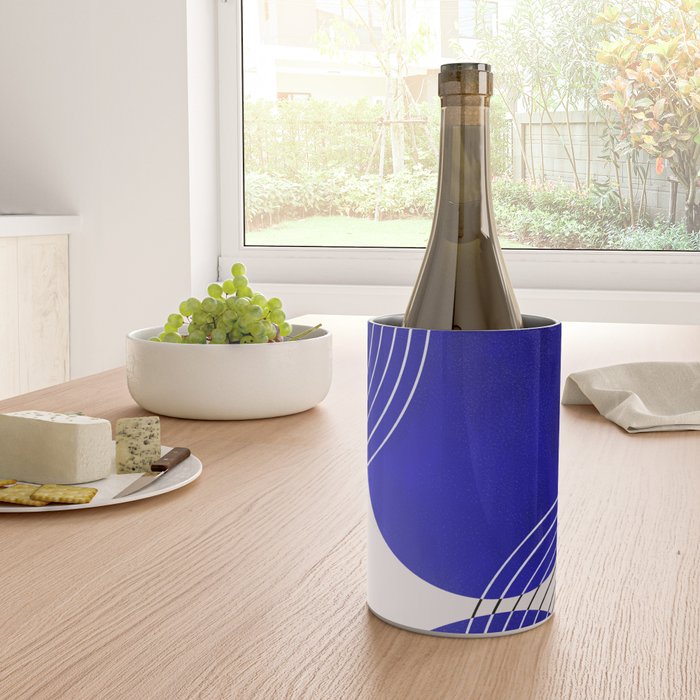 Indigo Blue Abstract Geometrical Composition Wine Chiller Gallery Image 4